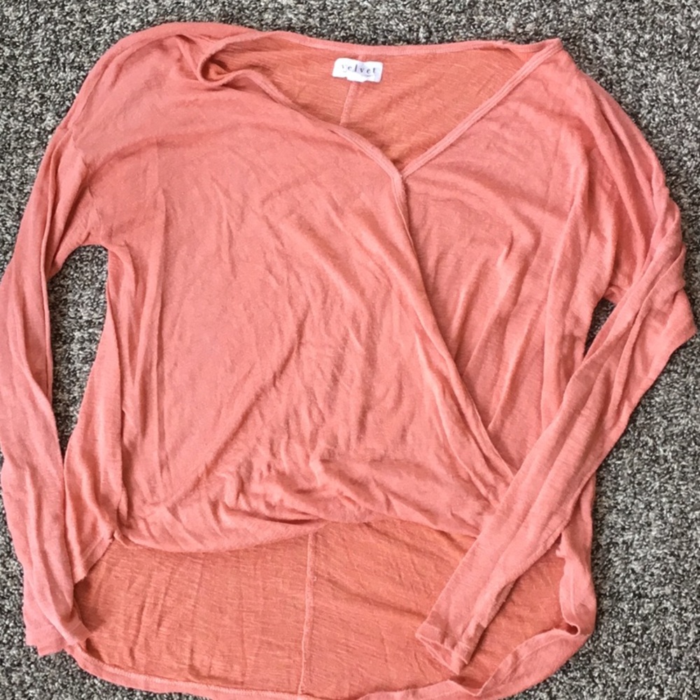 Velvet crossover sweater size M salmon pink